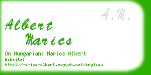 albert marics business card